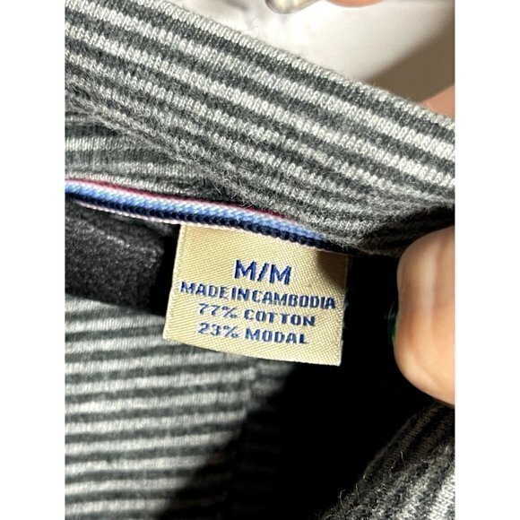 TOMMY BAHAMA MENS 1/4 ZIP FRONT STRIPED LONG SLEEVE SHIRT  SZ (M)  D-291   READ - Picture 3 of 5